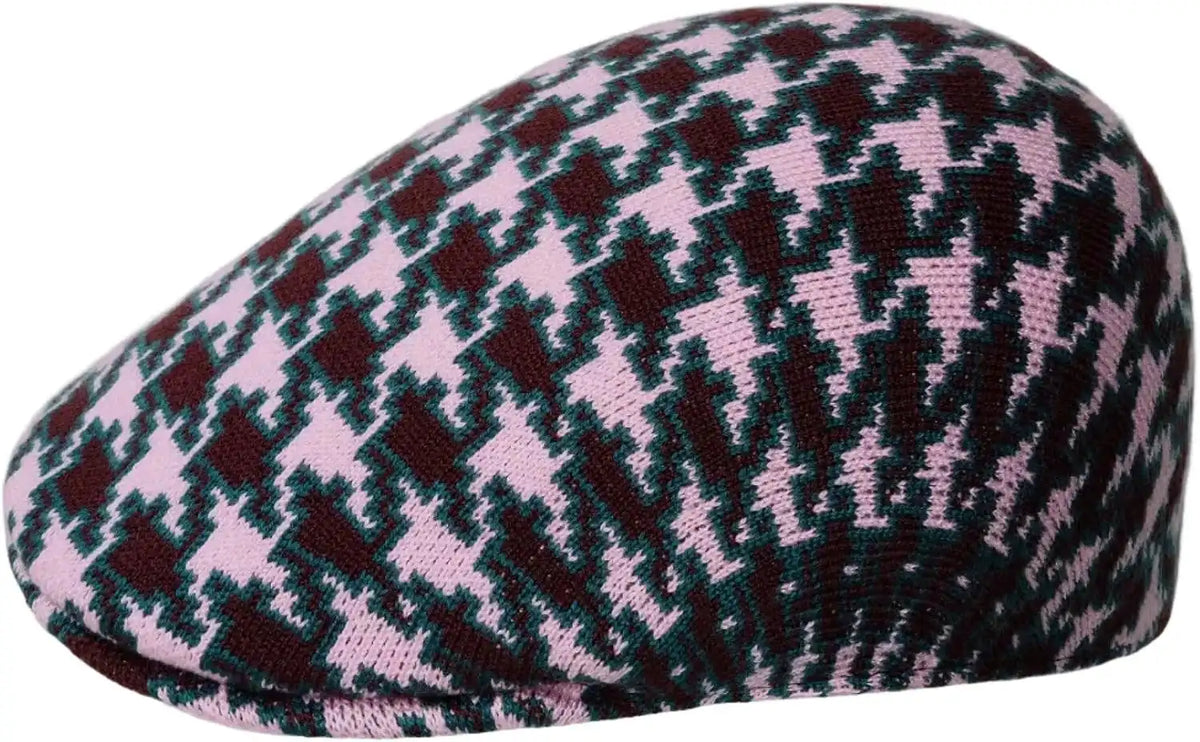 Kangol Houndstooth 507 Flat Cap Ballerina Pink XL