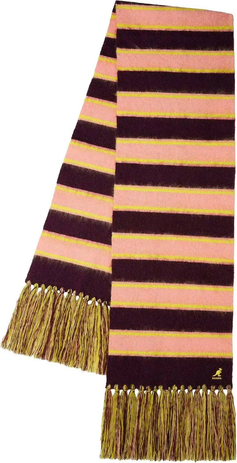 Kangol Fuzzy Stripe Scarf Scarves BlackBerry One Size